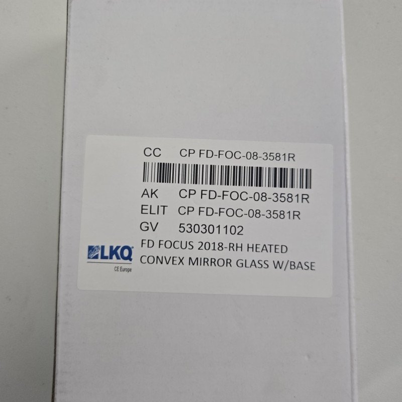 FORD FOCUS 2018-RH HEATED CONVEX MIRROR GLASS W/BASE CP FD-FOC-08-3581R
