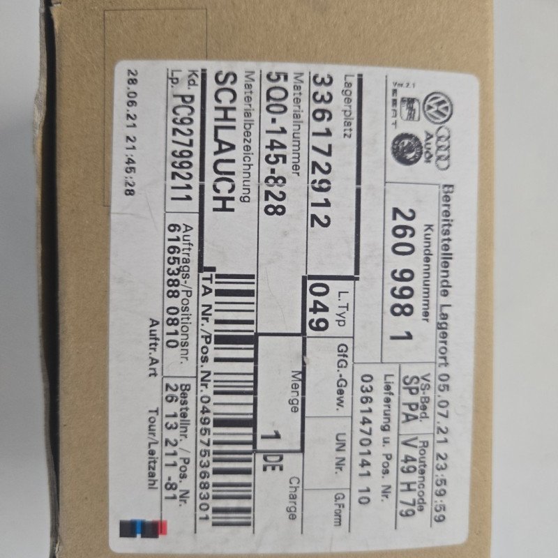 Genuine AUDI VW SKODA SEAT A3 Cabriolet Pressure Hose 5Q0145828