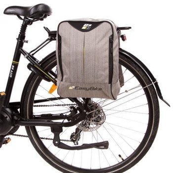 Reinforced EASYBIKE rear bag attachment via plastic eyelets for bicycles