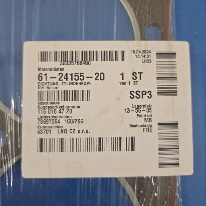 REINZ 61-24155-20 Gasket, cylinder head suitable for MERCEDES-BENZ 3499 ccm
