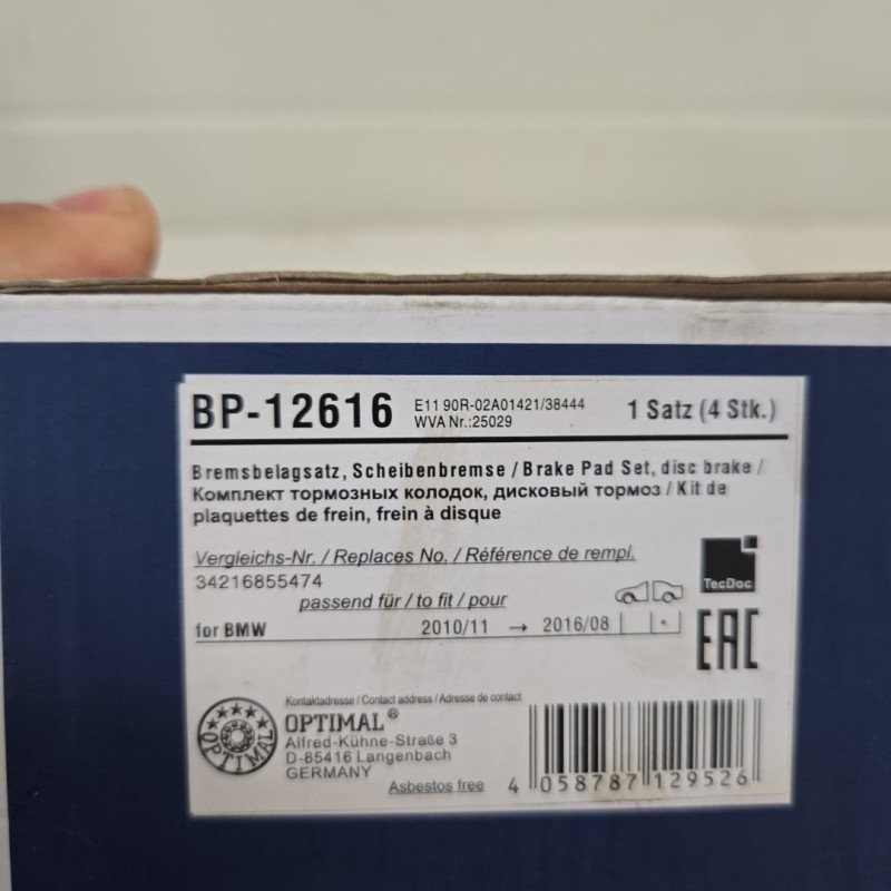 OPTIMAL BP-12616 Brake pad set for BMW