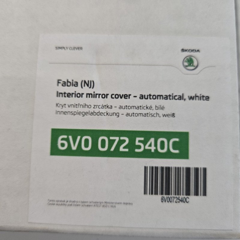Superb III - original Skoda rear-view interior mirror cover WHITE
