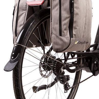 Reinforced EASYBIKE rear bag attachment via plastic eyelets for bicycles