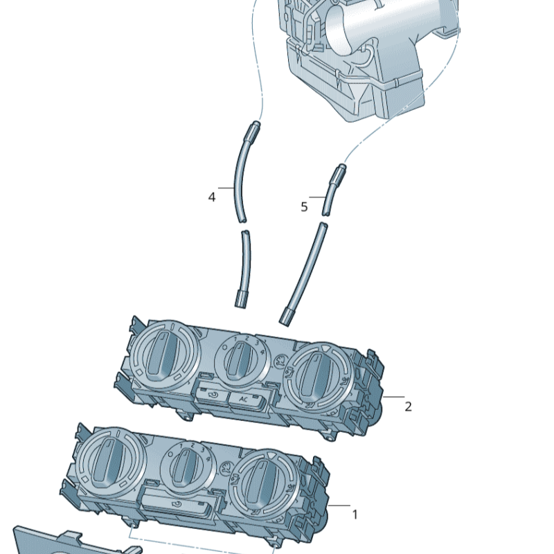 SKODA RAPID 2016 fresh air and heater controls for vehicles with air condition