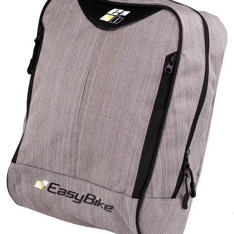 Reinforced EASYBIKE rear bag attachment via plastic eyelets for bicycles