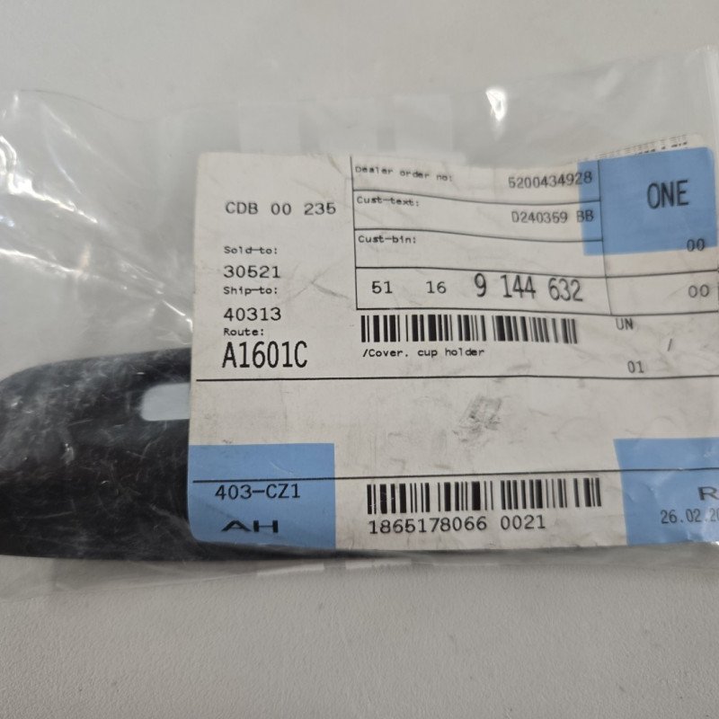 BMW Cup Holder Trim - Black 51 16 9 144 632 for E81 E82 E87 E87 LCI E88