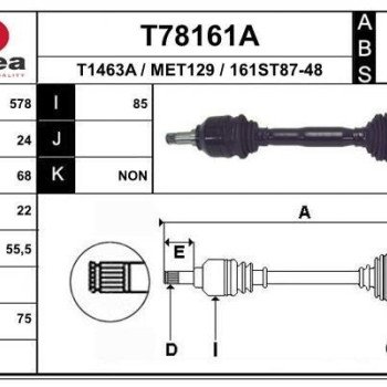 EAI T78161A Drive shaft suitable for MERCEDES-BENZ A-Class, VANEO