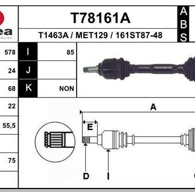 EAI T78161A Drive shaft suitable for MERCEDES-BENZ A-Class, VANEO